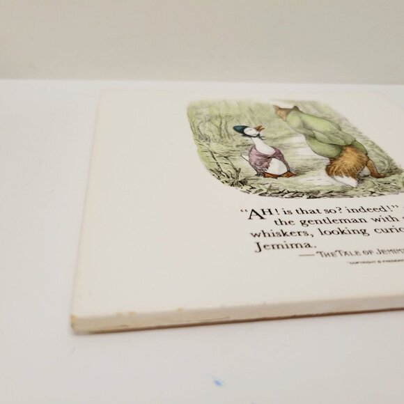 Vtg The Tale of Jemima Puddle Duck Themed Trivet Tile Duck Wolf - Picture 2 of 5